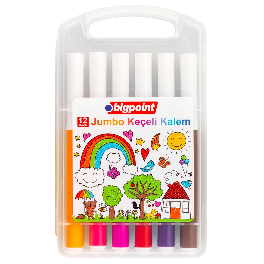 Bigpoint Jumbo Keçeli Kalem 12'li Set (Plastik Kutulu)