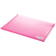 A4 Document Bag with Zip Clear Pink