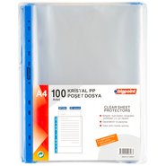 Poşet Dosya Mavi Şeritli Kristal 90 Mikron 100'lü Paket