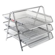 Mesh Three Tiered File Tray Silver