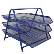 Mesh Three Tiered File Tray Blue