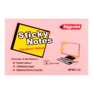 Yapışkanlı Not Kağıdı 75x50mm Pembe