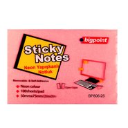 Sticky Notes 75x50mm Neon Red