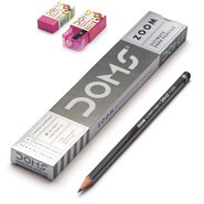 Doms Zoom Graphite Pencil 12 Pcs+Eraser+Sharpener/box