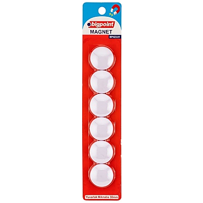 Magnet 30mm (Mıknatıs) Beyaz 6'lı Blister