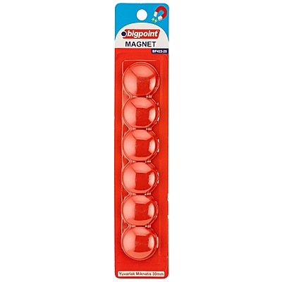 Magnet 30mm (Mıknatıs) Kırmızı 6'lı Blister