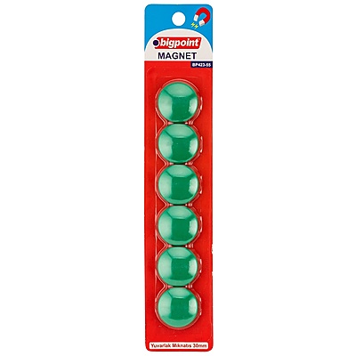 Magnet 30mm (Mıknatıs) Yeşil 6'lı Blister