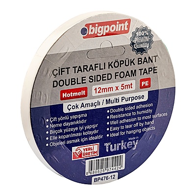 Çift Taraflı Köpük Bant 12mmx5m