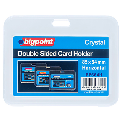 Çift Taraflı Kart Kabı Kristal Yatay Şeffaf 85x54mm