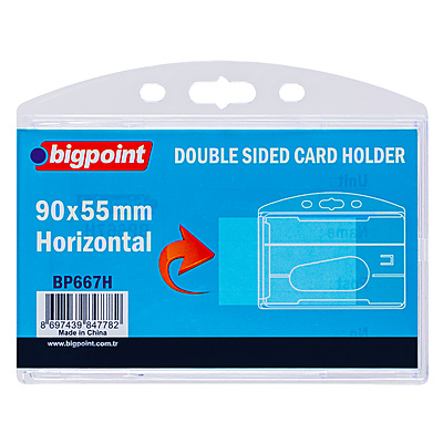 Çift Taraflı Kart Kabı Yatay Şeffaf 90x55mm