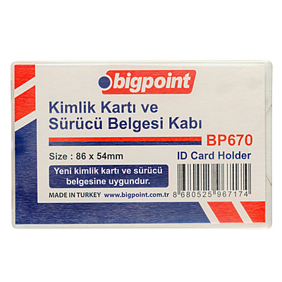 Kimlik, Ehliyet Kabı Yumuşak PP Şeffaf 86x54mm