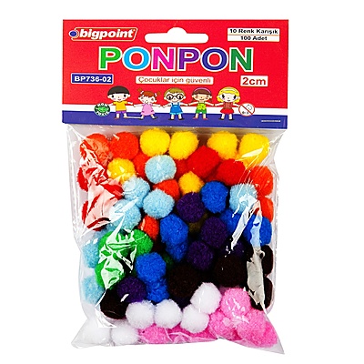 Ponpon 2 cm 10 Renk / 100'lü Poşet