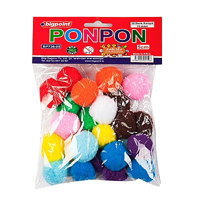 Ponpon 5 cm 10 Renk / 25'li Poşet