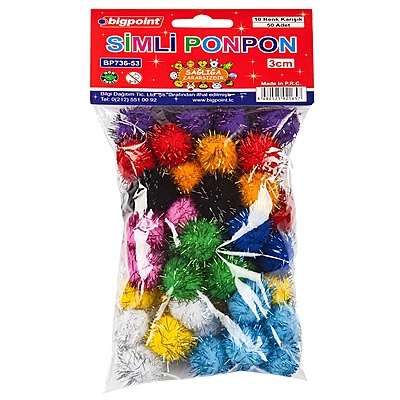 Ponpon Simli 3 cm 10 Renk / 50'li Poşet
