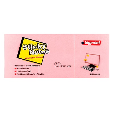 Yapışkanlı Not Kağıdı 3'lü 40x50mm Pembe