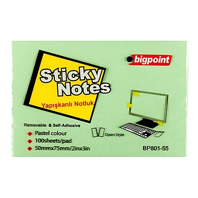 Yapışkanlı Not Kağıdı 75x50mm Yeşil