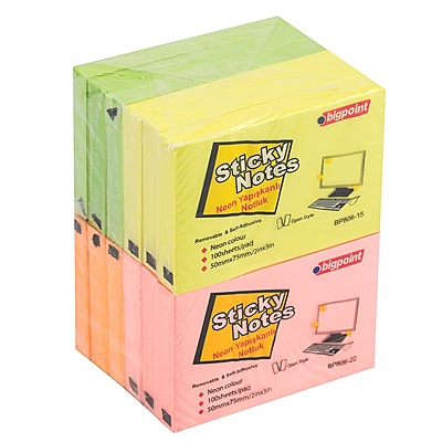 Yapışkanlı Not Kağıdı 75x50mm Neon 4 Renk