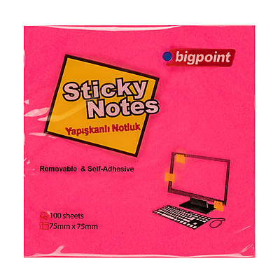 Yapışkanlı Not Kağıdı 75x75mm Neon Kırmızı