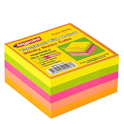 Yapışkanlı Not Kağıdı Super Sticky Küp 5 Neon Renk 400 Yaprak