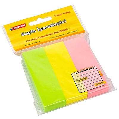 Yapışkanlı Not Kağıdı 3 Neon Renk 25x75mm