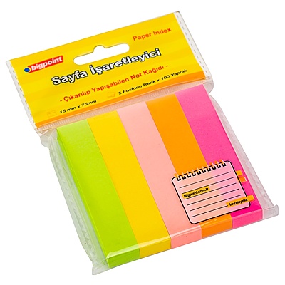 Yapışkanlı Not Kağıdı 5 Neon Renk 15x75mm