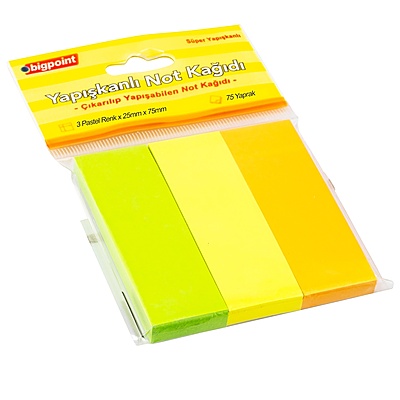 Yapışkanlı Not Kağıdı 3 Pastel Renk 25x75mm