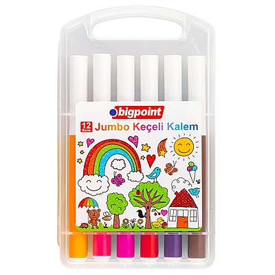 Jumbo Keçeli Kalem 12'li Set (Plastik Kutulu)